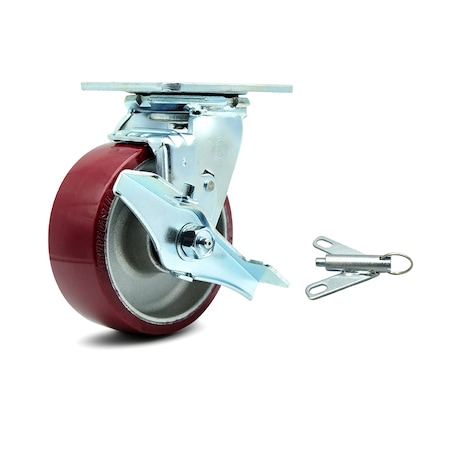 5 Inch Poly On Aluminum Caster With Roller Bearing And Brake/Swivel Lock SCC